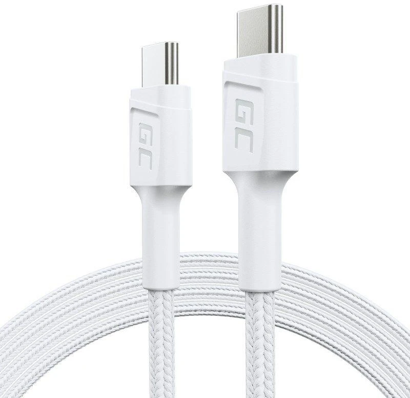 Green Cell Žalias Cell Kabelis Baltas USB-C Type C 1.2m Žalias Cell PowerStream su greito įkrovimo Maitinimo tiekimas 60W, Ultra Charge, Quick Charge 3.0