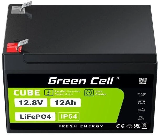 Green Cell „Žalias Cell“ Žalias Cell LFPGC12V12AH UPS akumuliatorius ličio geležies fosfatas (LiFePO4) 12,8 V 12 Ah
