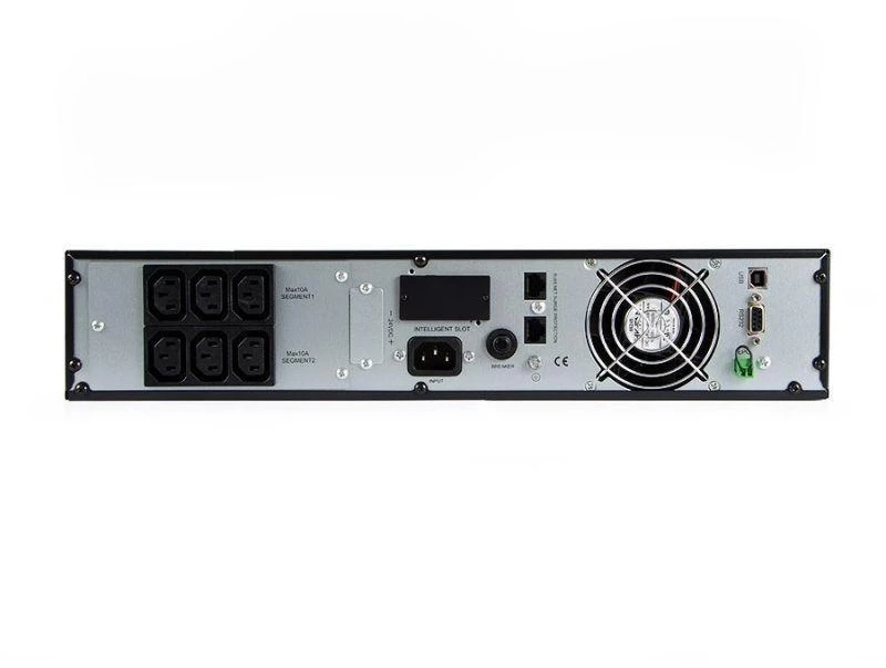 Žalias CELL UPS13 1000VA 900W nepertraukiamo maitinimo šaltinis (UPS), skirtas RTII stovo tipo serverių spintoms