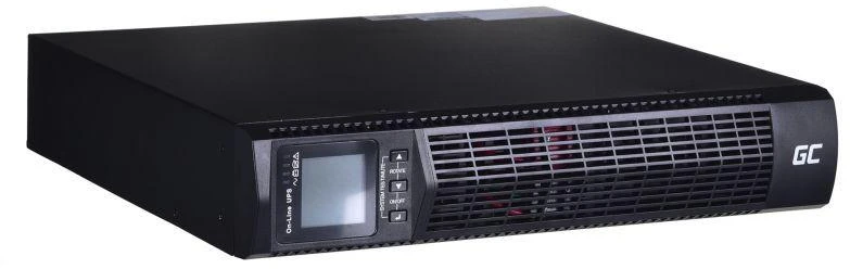 Žalias CELL UPS13 1000VA 900W nepertraukiamo maitinimo šaltinis (UPS), skirtas RTII stovo tipo serverių spintoms