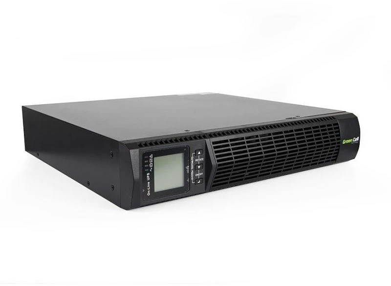 Žalias CELL UPS13 1000VA 900W nepertraukiamo maitinimo šaltinis (UPS), skirtas RTII stovo tipo serverių spintoms