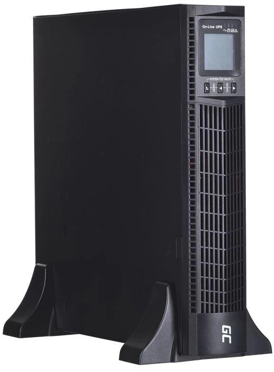 Žalias CELL UPS13 1000VA 900W nepertraukiamo maitinimo šaltinis (UPS), skirtas RTII stovo tipo serverių spintoms