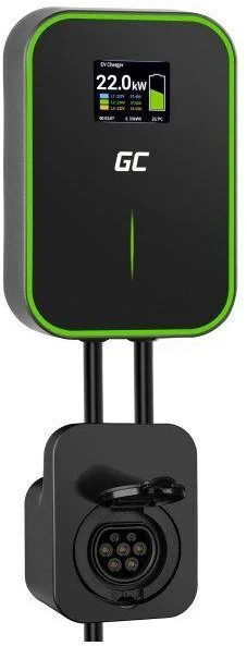 Wallbox Žalias Cell Žalias Cell EV Charger PowerBox 22kW įkroviklis su Type 2 lizdu ir RFID, skirtas elektromobiliams ir Plug-In hibridams įkrauti, 32 A