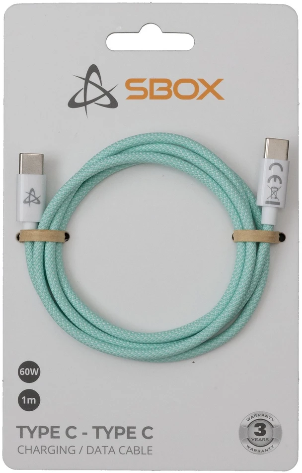 Sbox Žalias pintas USB-C–USB-C kabelis, 1 m