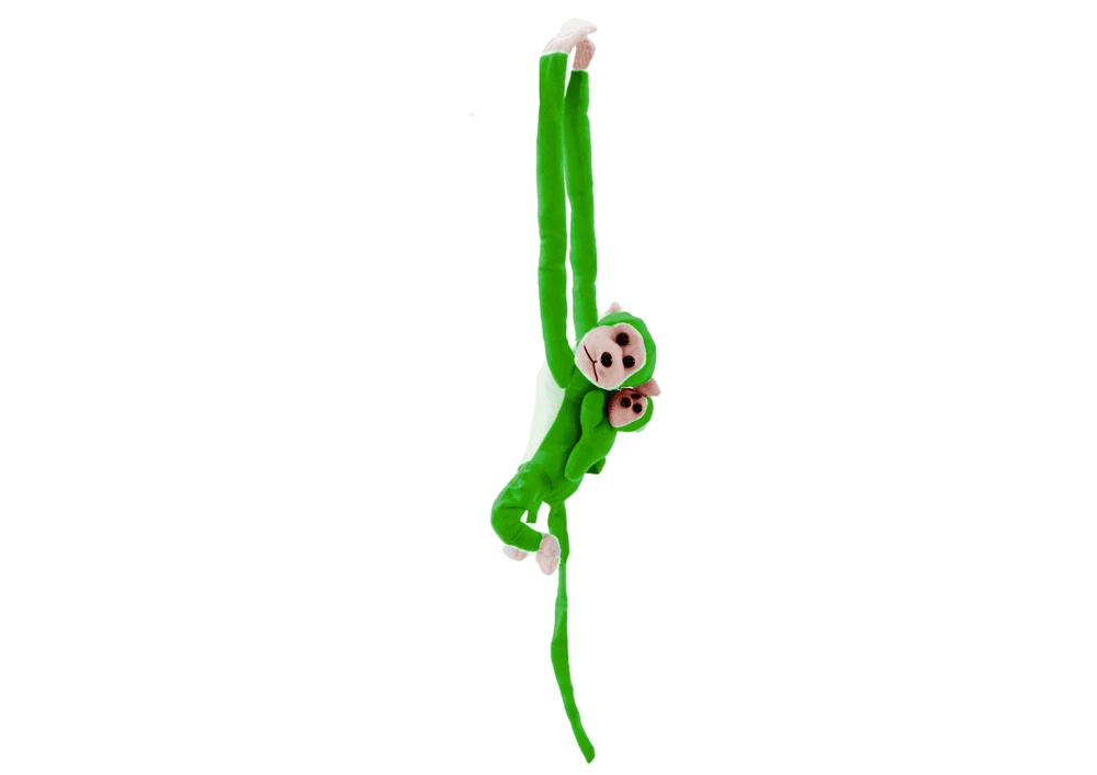 Lean Toys Žaislinė beždžionėlė su mažyliu, 90 cm, žalia
