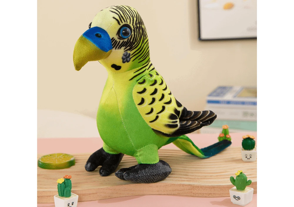 Lean Toys Pliušinis žalias papūgos talismanas 20 cm