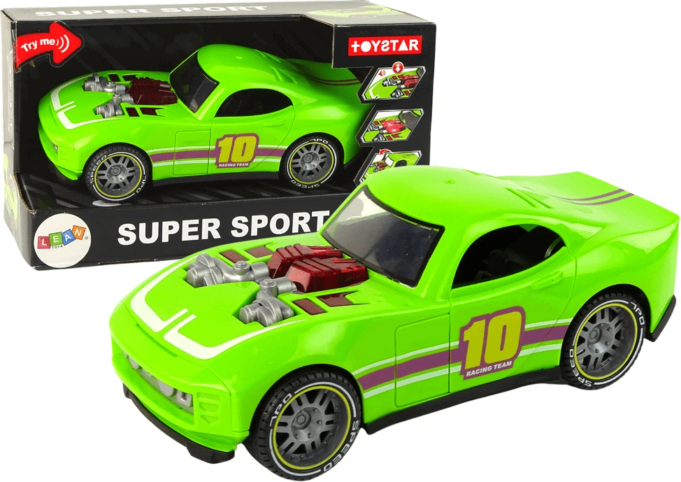 Lean Toys Žalias sportinis automobilis su garsais ir šviesomis