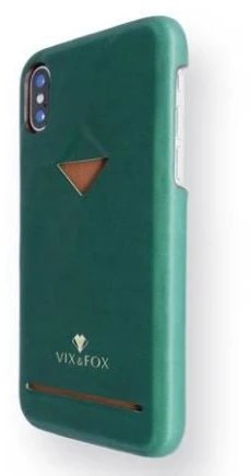 Žalias telefono dėklas su kortelės skyriumi iPhone X/XS