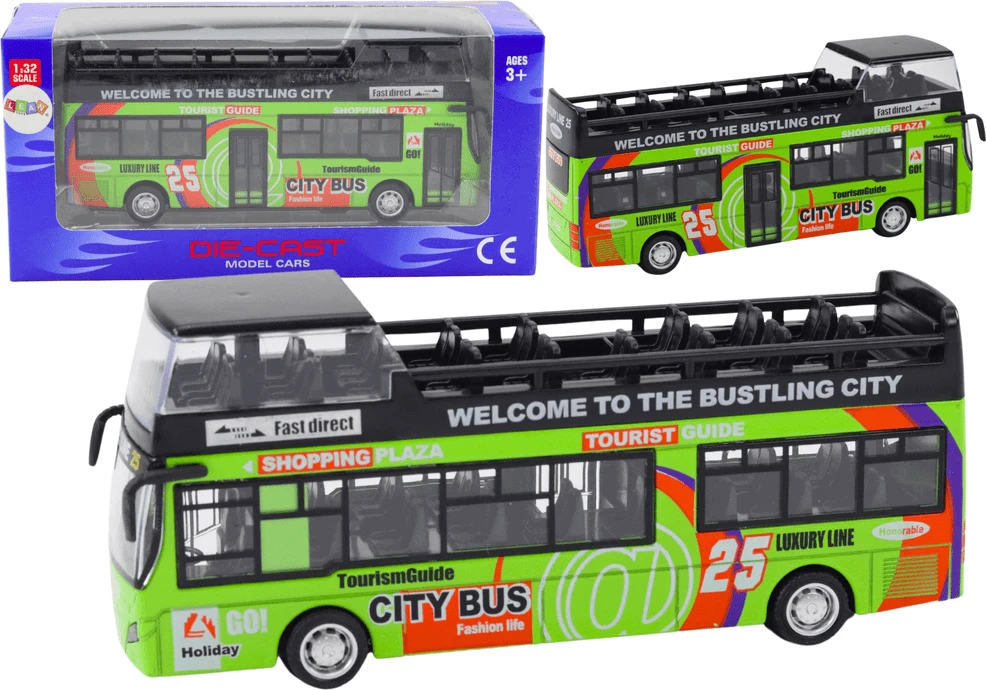 Žaislinis turistinis dviaukštis autobusas Lean Toys, 3 spalvos
