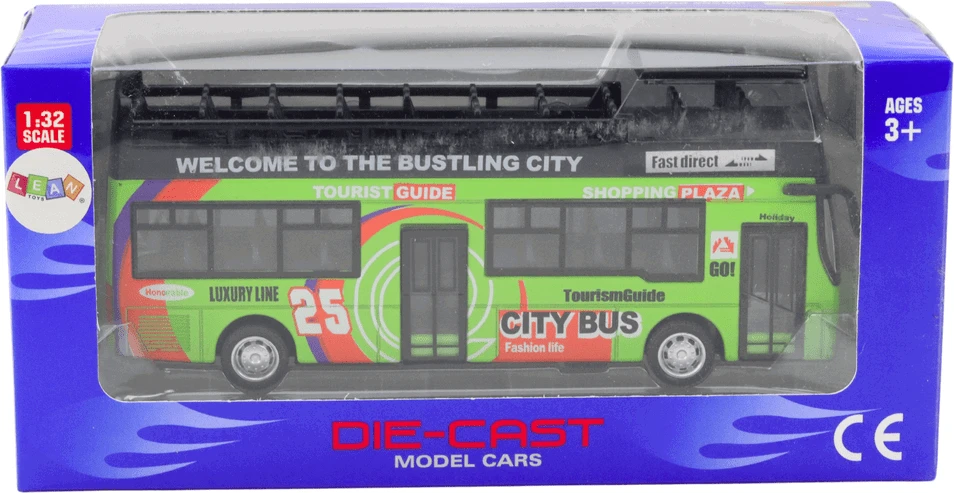 Žaislinis turistinis dviaukštis autobusas Lean Toys, 3 spalvos