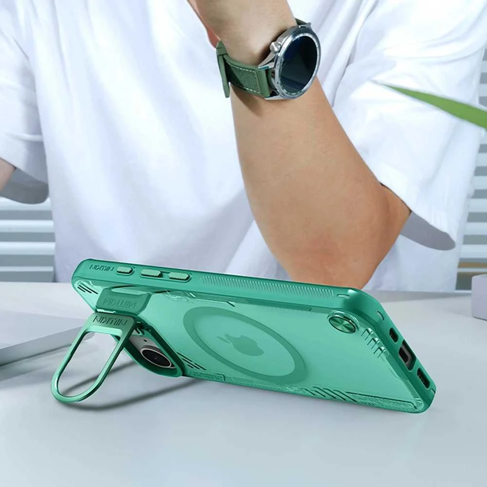 Nillkin Iceblade Prop Magnetic dėklas su Stand skirtas Apple iPhone 16e – žalios spalvos