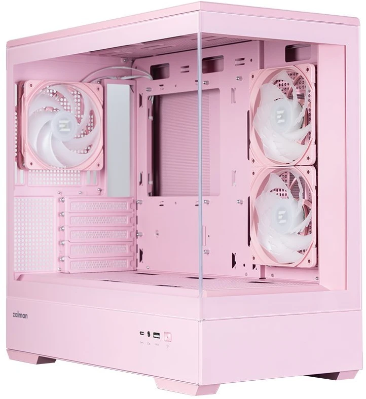 Zalman P30 V2 mATX mini tower kompiuterio korpusas, 3 x 120 mm ARGB, rožinis