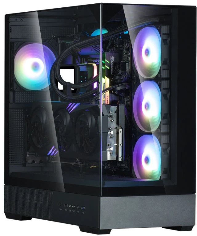 Zalman P40 PRISM PLUS ATX vidurinio bokšto kompiuterio korpusas, juodas, su 4 x 120 mm ARGB ventiliatoriais