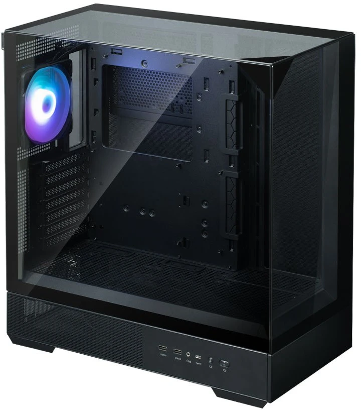 Zalman P40 PRISM PLUS ATX vidurinio bokšto kompiuterio korpusas, juodas, su 4 x 120 mm ARGB ventiliatoriais