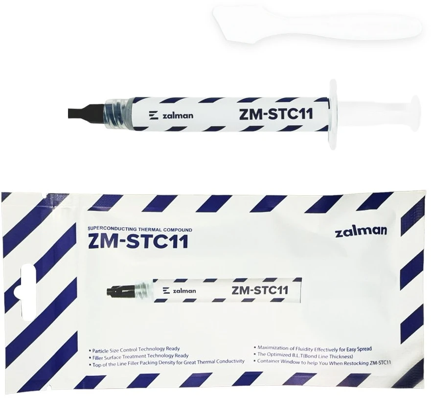 Zalman ZM-STC11 terminė pasta, 2 g, pilkaAPRAŠYMAS:Zalman terminė pasta kompiuteriamsZalman ZM-STC11 yra pilka terminė pasta, skirta šilumai perduoti nuo procesoriaus ar kitų lustų į aušintuvą. 2 g tūbelė su švirkšto aplikatori