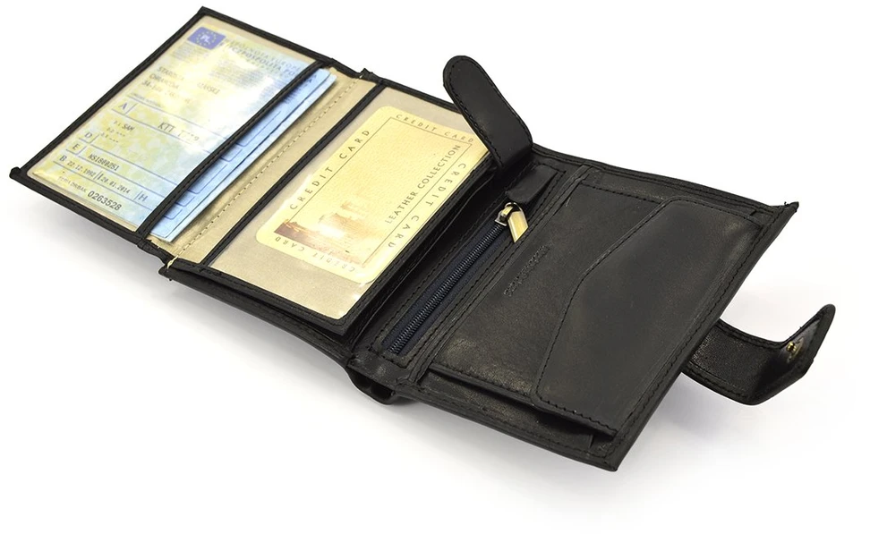 Zamykany skórzany męski pojemny portfel su RFID