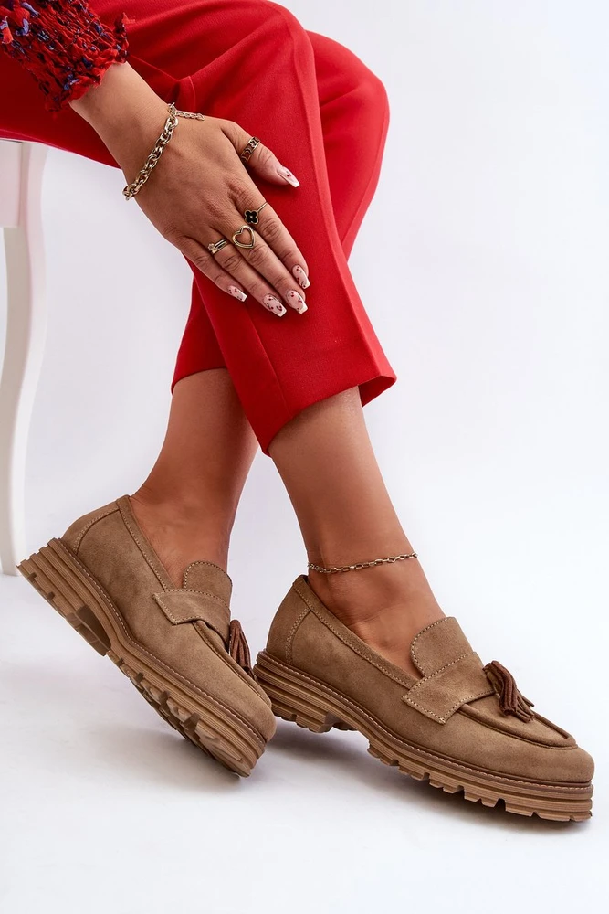 Zazoo 3469 Suede moteriški auliniai bateliai su kutais Smėlio spalvos