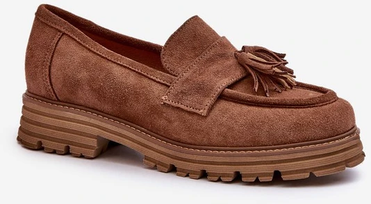 Zazoo 3469 Suede moteriški mokasinai su kutais, rudos spalvos