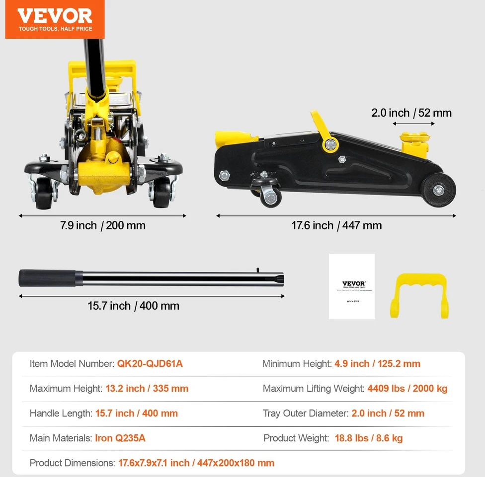 VEVOR žemas automobilio keltuvas 2 tonų
