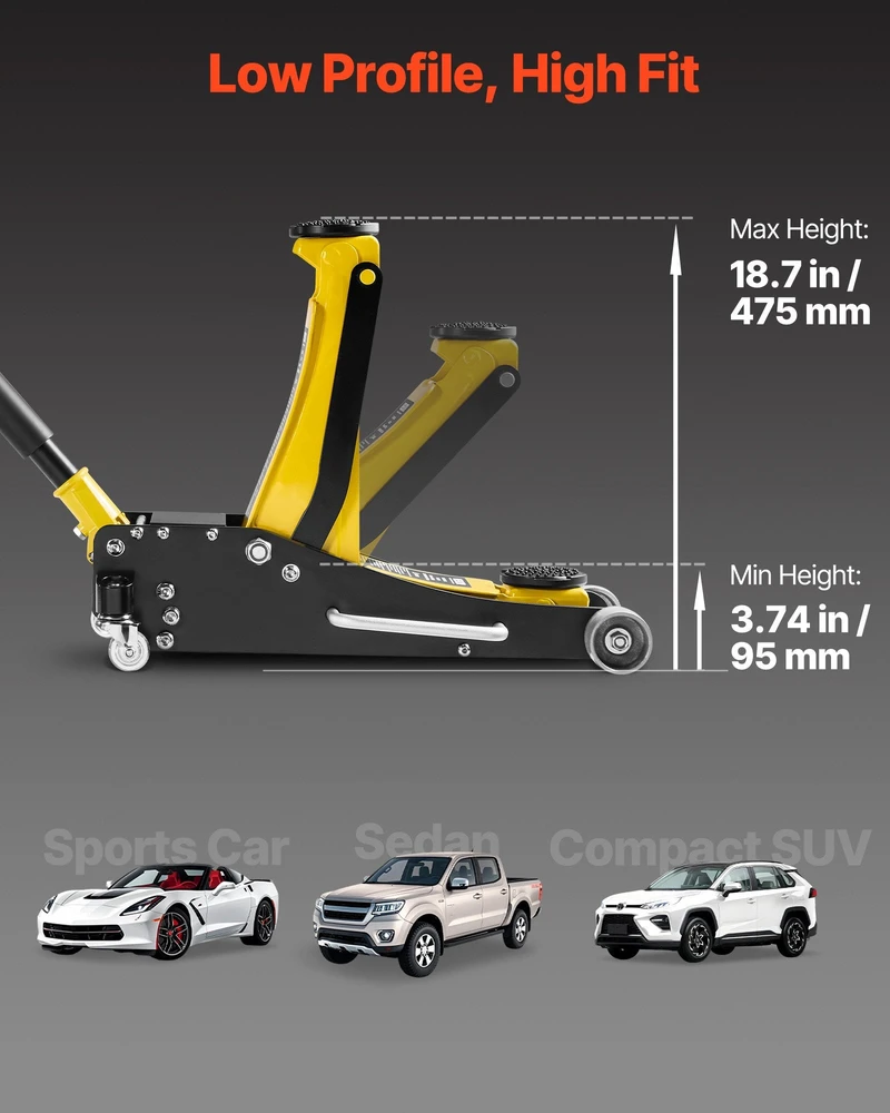 VEVOR Žemas automobilių domkratas 2,5 tonos