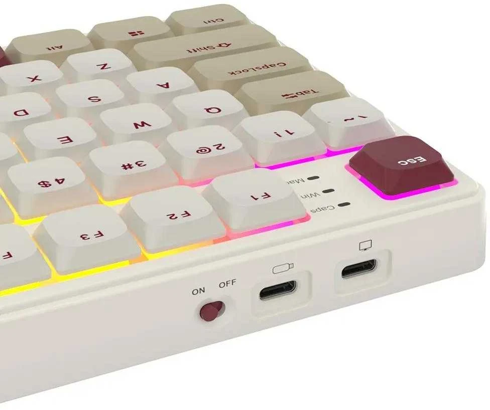 Royal Kludge RK N80 RGB Rosy Clouds belaidė klaviatūra |75%, Hot-swap, Raudona switches, US