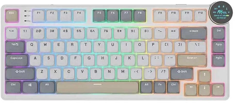 Royal Kludge RK N80 RGB Pearly Dawn belaidė klaviatūra |75%, Hot-swap, Raudona switches, US