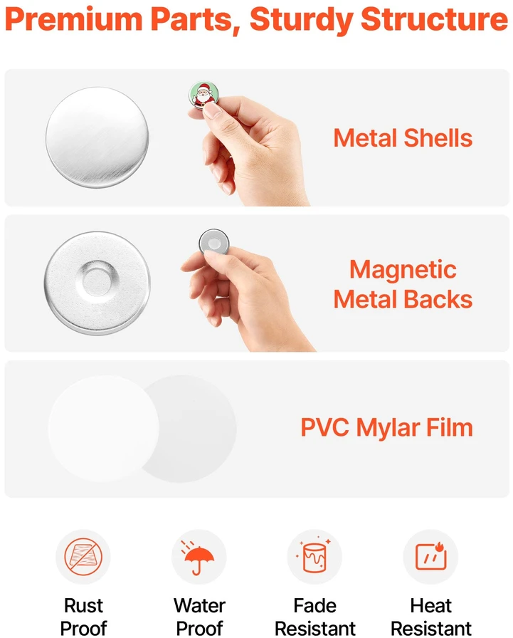 VEVOR Ženkliukų gamybos rinkinys 50 vnt. 25 mm magnetai