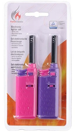 Other Brand BBQ - Gas lighter for barbecue / kitchen 14 cm 2 pcs. (pink / violetinė)