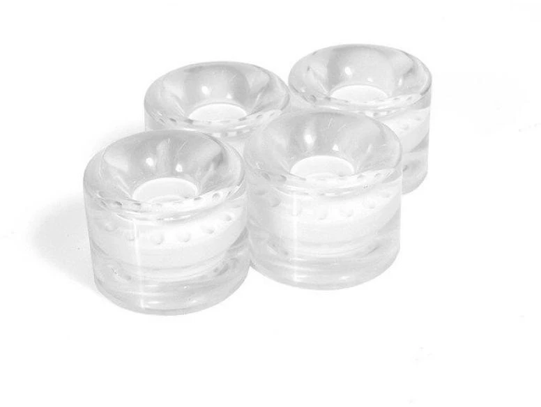 Plastikiniai SMJ ratukai riedlentėms 59x46mm /4vnt./ balti ir skaidrūs