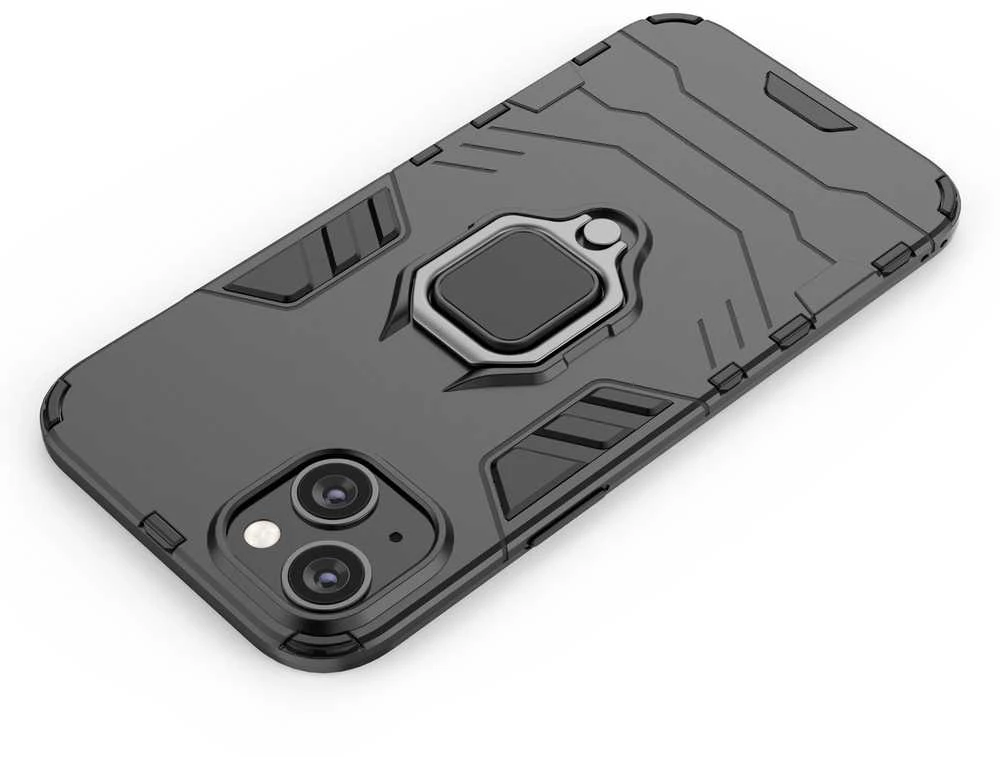 Hurtel Ring Armor dėklas telefonui Apple iPhone 14 armored magnetic holder ring juodos spalvos