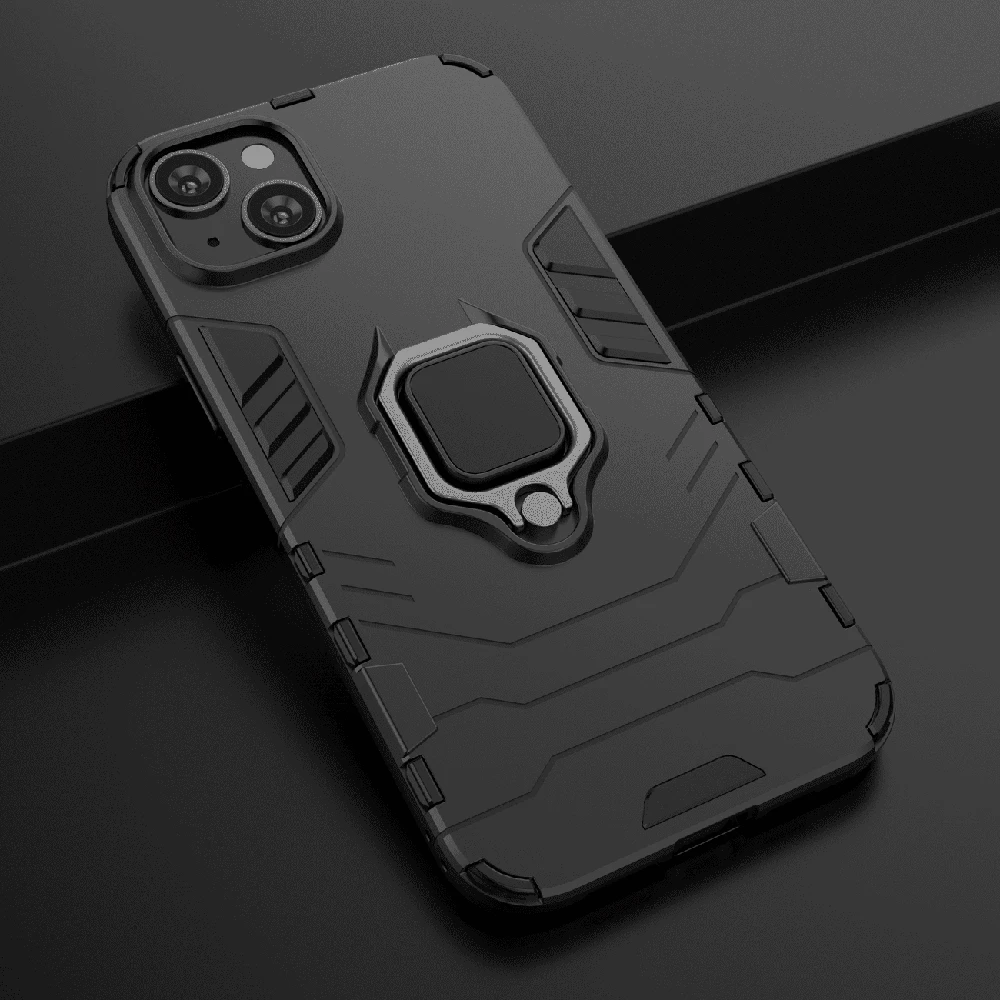 Hurtel Ring Armor dėklas telefonui Apple iPhone 14 armored magnetic holder ring juodos spalvos