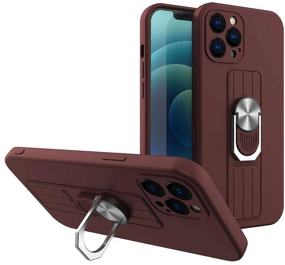 Hurtel Ring silikoninis dėklas skirtas iPhone 13 mini, rudas