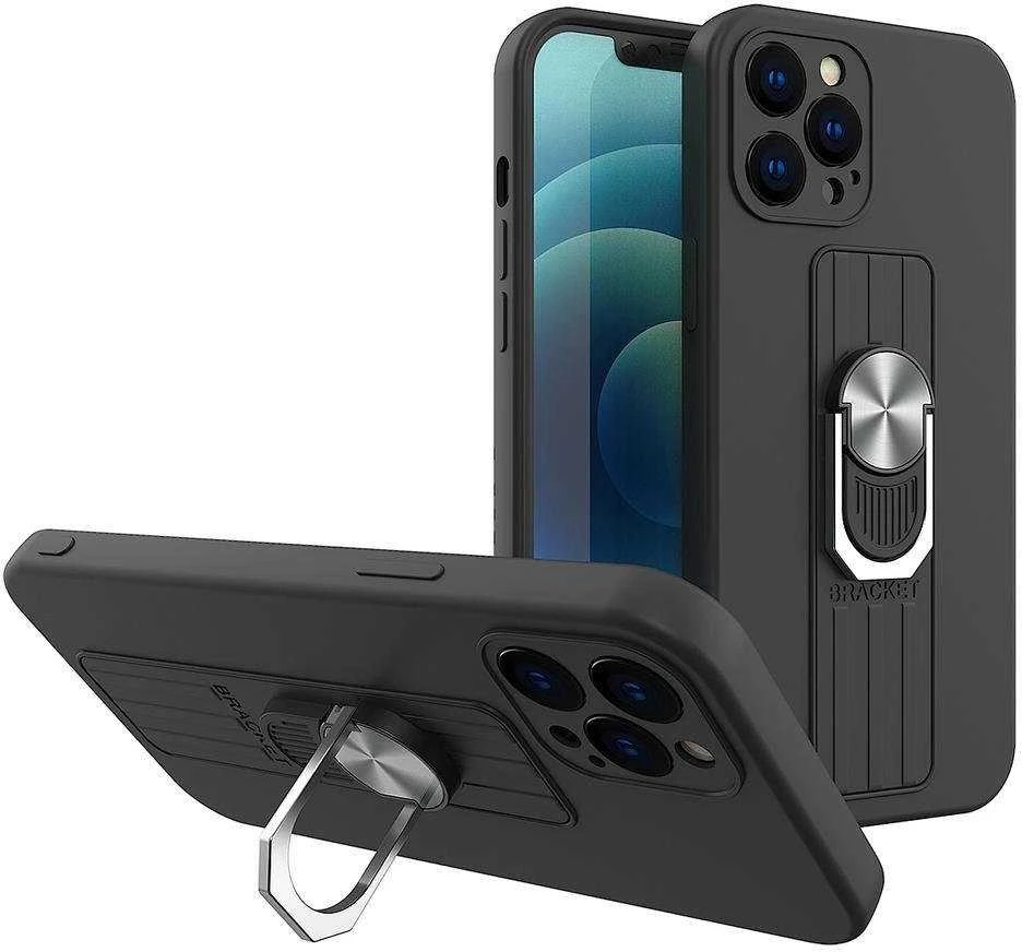 Hurtel Ring silikoninis dėklas skirtas iPhone 13 mini, juodas