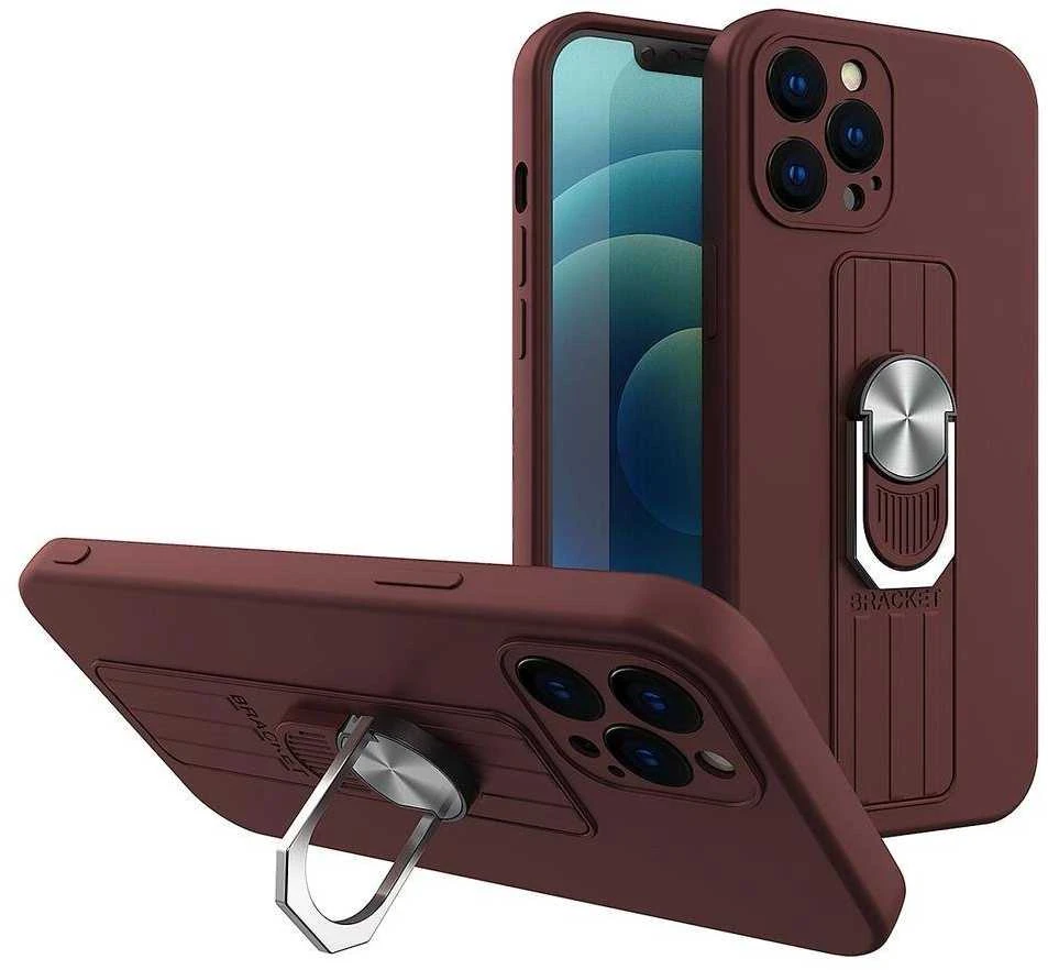 Hurtel Ring silikoninis dėklas skirtas iPhone 12 mini, rudas