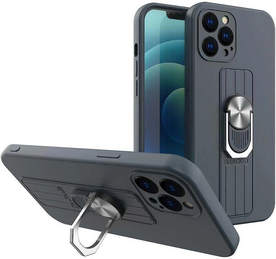 Hurtel Ring silikoninis dėklas skirtas iPhone 13 Pro, tamsiai mėlynas