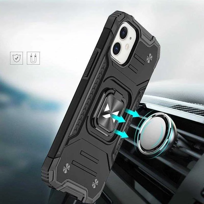 Wozinsky Ring Armor tvirtas hibridinis dėklas skirtas iPhone 14 Max, juodas