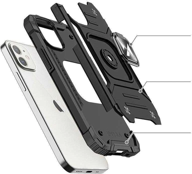 Wozinsky Ring Armor tvirtas hibridinis dėklas skirtas iPhone 14 Max, juodas