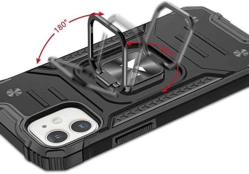 Wozinsky Ring Armor tvirtas hibridinis dėklas skirtas iPhone 14 Max, juodas