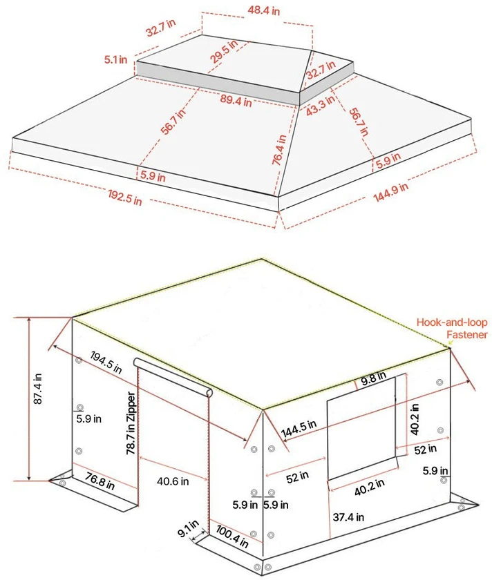 VEVOR Žiemos pavėsinės uždanga 3.66 x 4.87 m pavėsinėms