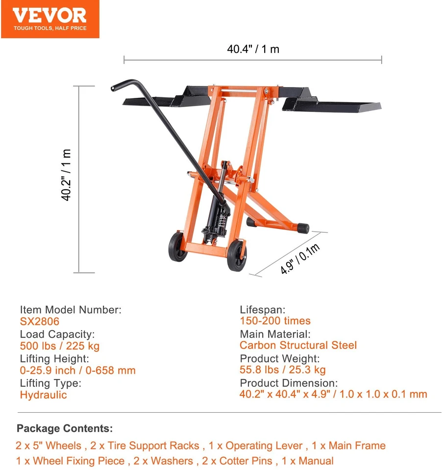 VEVOR 225 kg vejapjovės keltuvas su hidrauliniu domkratu