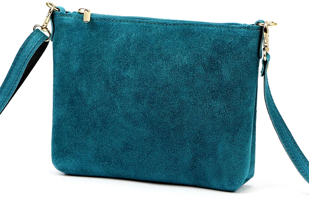 Vera Pelle Torebka Damska Listonoszka Skórzana Mała Złote Okucia Crossbody