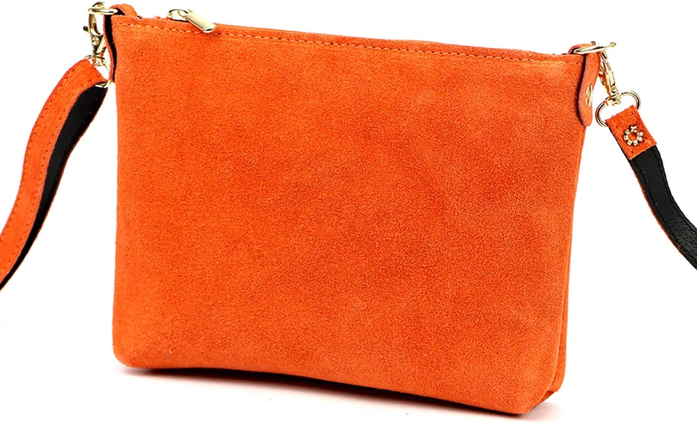 Vera Pelle Torebka Damska Listonoszka Skórzana Mała Złote Okucia Crossbody