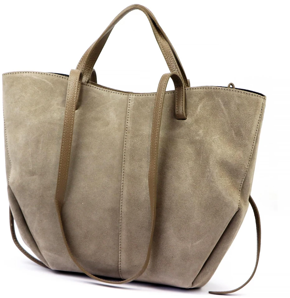 Stylowa Duża zamszowa damska shopperbag elegancka torebka na ramię Luka