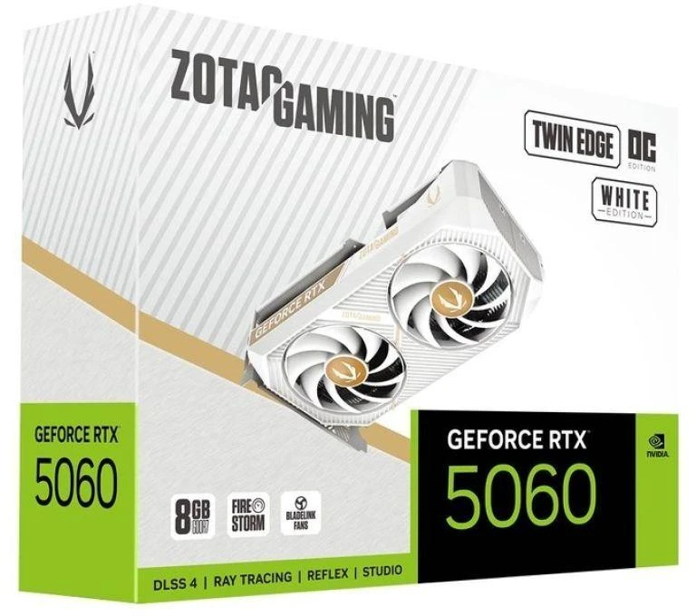 „Zotac GAMING GeForce RTX 5060 Twin Edge OC Baltas Edition“ NVIDIA 8 GB GDDR7