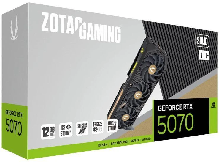 Vaizdo plokštė Zotac GAMING GeForce RTX 5070 SOLID OC NVIDIA 12 GB GDDR7
