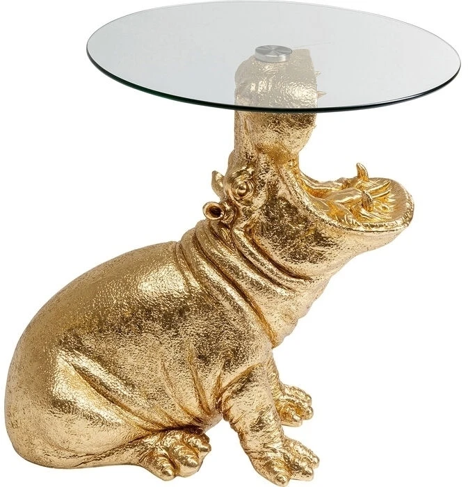 Žurnalinis staliukas HIPPO 48 CM, aukso sp., stiklinis stalviršis