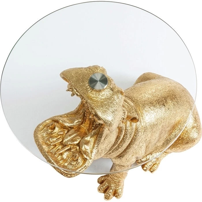 Žurnalinis staliukas HIPPO 48 CM, aukso sp., stiklinis stalviršis