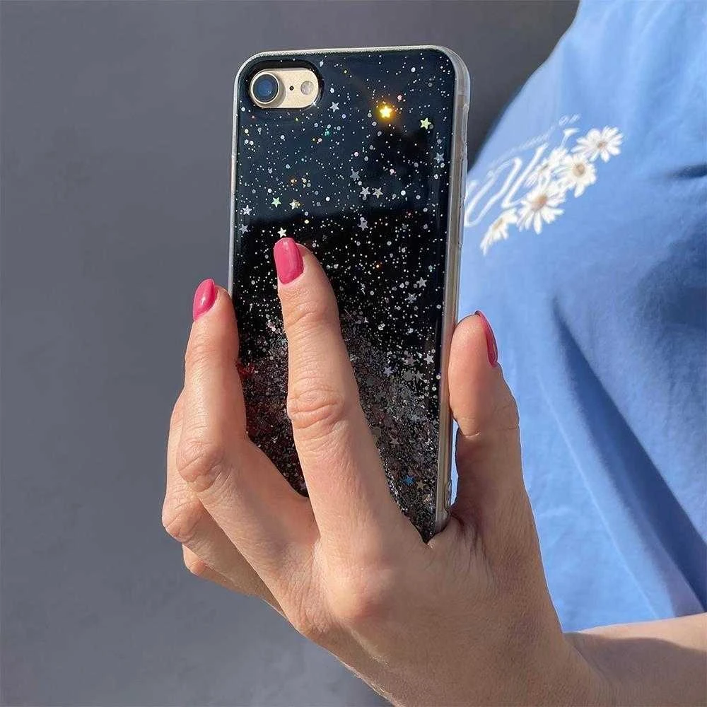 Hurtel Star Glitter Shining Apple iPhone 13 Pro dėklas telefonui juodos spalvos