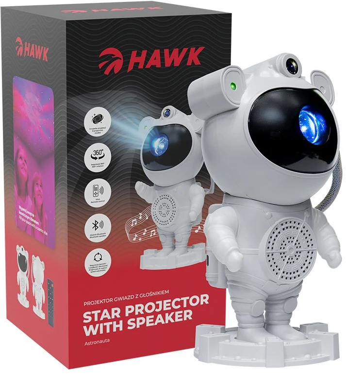 Žvaigždžių projektorius astronautas su garsiakalbiu Hawk HW-STAR01