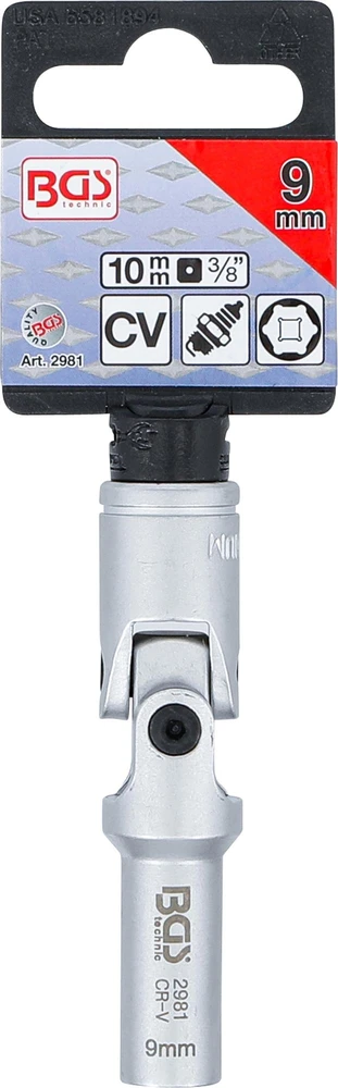 ŽVAKIŲ KAITINIMO JUNGTIES GALVUTĖ, ŠEŠIAKAMPĖ | 10 MM (3/8") KVADRATAS | 9 MM (2981)